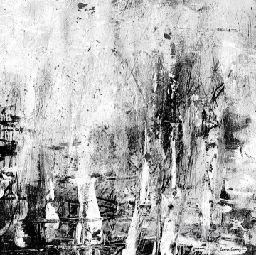 黒と白の抽象 3 Oil Paintings